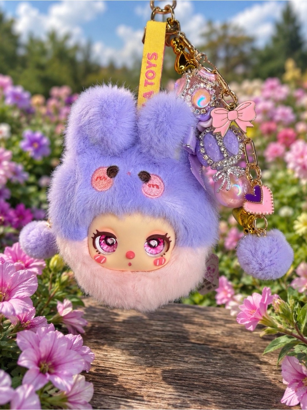 Cute Purple & Pink Plush Bunny Keychain Liila